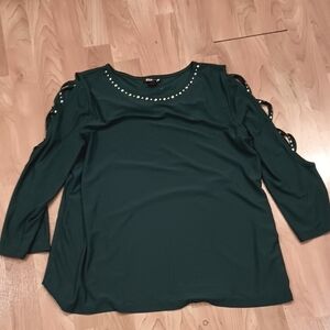 Elegant Green Women's Top with Studded Detailing